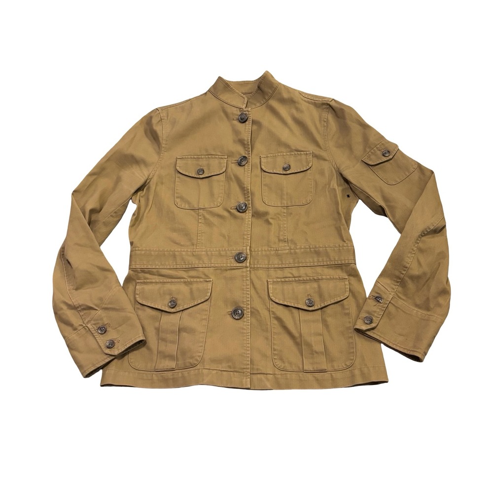 Lauren Ralph Lauren Tan Khaki Cotton Field Jacket Military Womens Small S